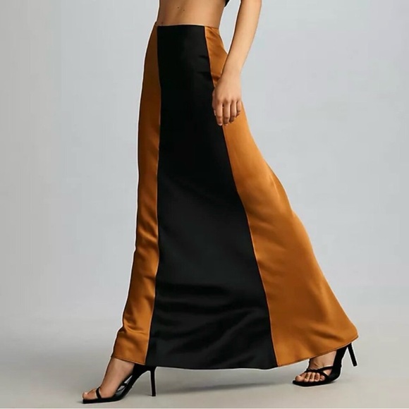 Anthropologie Dresses & Skirts - Significant Other Two Tone Colorblock Skirt Gold Black Maxi 6 Anthropologie